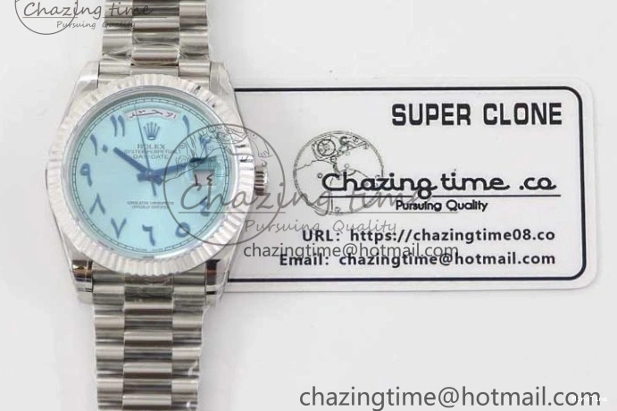 MiroTime 0329 Comfortable Day Date 40mm SS 904L Steel TWF 1:1 Best Edition Ice Blue Arabic Dial on SS Bracelet A 2357